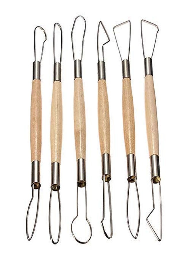 SHB 6 PCS Useful Clay Carving Tools Regular Flat Wire Cutter DIY Sculpture Clay Pottery Sculpture Tools Set - Image 1